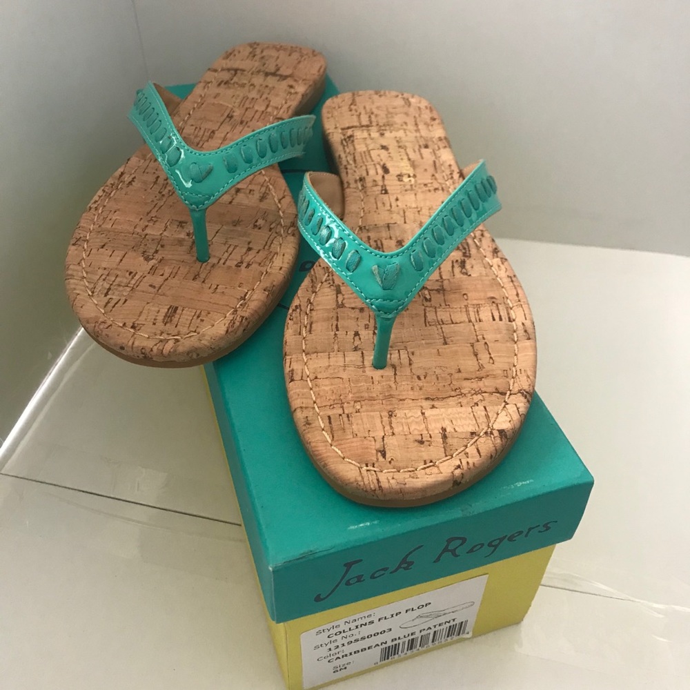 NWT Jack Rogers Collins flip-flop. Caribbean blue.